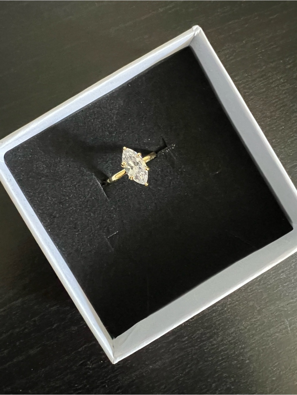 NIB Marquise CZ Gold Plated Sterling Silver Ring | Size 6-7